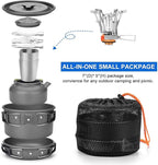Odoland Bundle – 2 Items 12pcs Camping Cookware Mess Kit with Mini Stove and 25pcs Stainless Steel Utensils Camping Tableware Kit for Backpacking, Outdoor Camping Hiking and Picnic