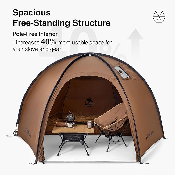 OneTigris Coco NEST Solo Hot Tent with Stove Jack, 3000mm Waterproof Windproof Free-Standing Dome Tent with Mesh Inner