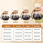 Coffee Pour Over 33.8oz 1000ml High Borosilicate Glass Pour Over Coffee Maker Set Camping with Reusable 304 Stainless Steel Filter Hand Brew Carafe Drip Suitable for Electric Ceramic Stove