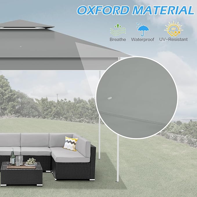 ECOTOUGE 11FT Canopy Tent Instant Shelter Canopy with Carrying Roller Bag, Outdoor Party Gazebo with Waterproof and UV Resistant for Parties, Camping, Picnic, Dark Grey