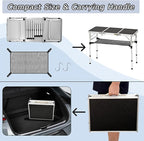 3 ft Folding Table, Folding Camping Table with Storage Net, Lightweight Portable Aluminum Foldable Table with Adjustable Height Max 27.5 Inch Outdoor Table for Picnic Travel, Black