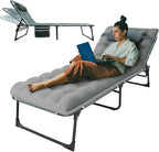 Big RED Camping Sleeping Cot,5-Position Folding Cot,Lounge Chair with Mattress,Folding Sleeping Cot,Camping Cots for Adults