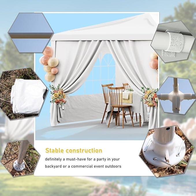 Outdoor Party Tent 10x30 Wedding White Tents for Parties, Heavy Duty Canopy Event Gazebo Shelter with 8 Removable Sidewalls Waterproof Party Wedding BBQ Events