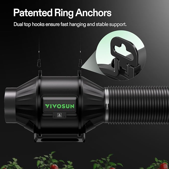 VIVOSUN Smart Air Filtration T4 Kit 4", AeroZesh T4 Inline Duct Fan with E12 Speed Controller, Carbon Filter & 8' Ducting, Cooling & Ventilation System for Grow Tents, Indoor Gardening, Hydroponics