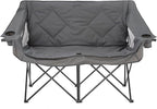 ARROWHEAD OUTDOOR Portable Folding Double Duo Camping Chair Loveseat w/ 2 Cup & Wine Glass Holder, Carrying Bag, Supports up to 500lbs