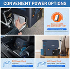 LiTHELi FrozenPack 12V Car Refrigerator, 20L/21QT Portable Electric Cooler, -4~68℉ Travel Fridge Freezer for Camping, Road Trips, RV, Boat & Beach, 2 Batteries, Fast Charger