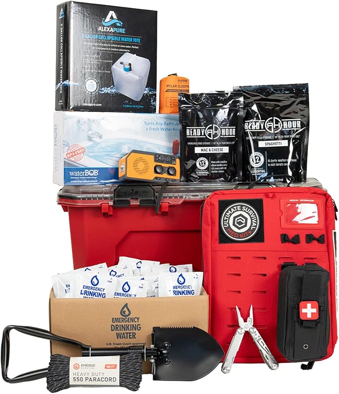 Shelter in Place Kit – 2+ Week Emergency Home Preparedness System with Food, Water, Medical, Power & Hygiene Supplies, Waterproof Tote, Disaster Readiness for Families & Households