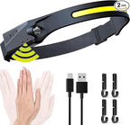 LED Headlamp Rechargeable, 230° Wide Beam Outdoor Waterproof Head Light, Adjustable Headband, Lightweight Motion Sensor Head Lamp for Cycling, Camping, Hiking, Running, Outdoor - Adults and Kids (2)