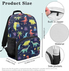 Cute Dinosaur Backpack with Lunch Bag Blue Bookbag Lightweight Trendy Kids Bookbag and Lunch Box Set Boys 4 Pcs School Bag for Boys 7-8 Hiking Daypack Travel Back to School Gifts