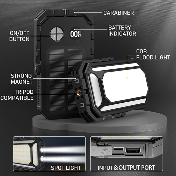 LED Camping Lantern Rechargeable, 10000mAh Portable Camping Lights up to 120+ Hours, 12 Light Modes, Dimmable, LCD Digital Display, Waterproof, Camping Essentials for Power Outages, 4 Packs