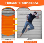 Single Sleeping Bag for Adults Kids 3-Season, Lightweight Waterproof Ripstop, Dual Zipper Bottom Vent, Compression Sack, Portable Camping Hiking Backpacking Gear
