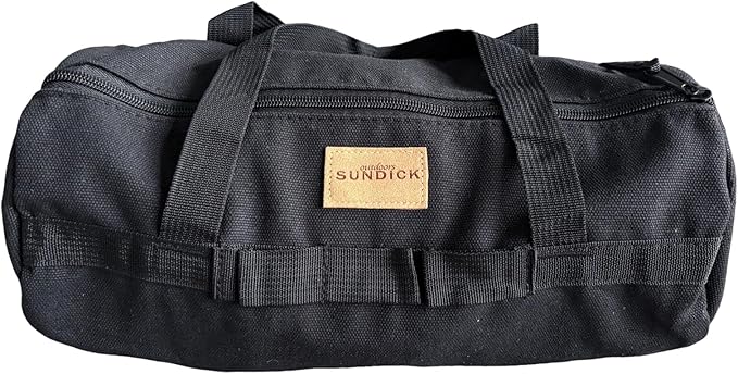 TBACW Canvas Tool Storage Bag with Zipper - Organizer for Tools, Tent Stakes & Poles, Durable Fabric Utility Pouch for Outdoor Hunting Hiking Camping Gear (Black)