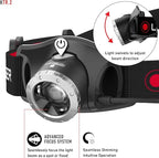 Ledlenser H7R.2 Rechargeable Headlamp - Black - Advanced Focus System & High Power LED Headlamp - Dual Power Source & Head Light LED - 300 Lumens Tactical Helmet Light