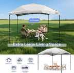 KAMPKEEPER 12x12 Pop Up Canopy Tent,Heavy Duty Outdoor Sun Shade for Events,Camping,Parties - Polygonal Patio Gazebo with Wheeled Bag,4 sandbags(White)