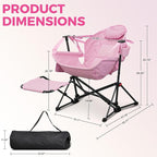 Ainfox Hammock Chair with Footrest, Oversized Swinging Portable Folding Camping Chairs for Adults Outside Swinging Camp with Cup Holder Pillow for Outdoor Patio Lawn Pink