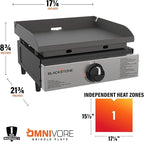 Blackstone 1971 Original 17” Tabletop Griddle with Stainless Steel Front Plate, Powder Coated Steel, Black