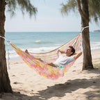 Abstract Bright Flowers Hammocks Cloth Hammock for Camping Travel Accessories