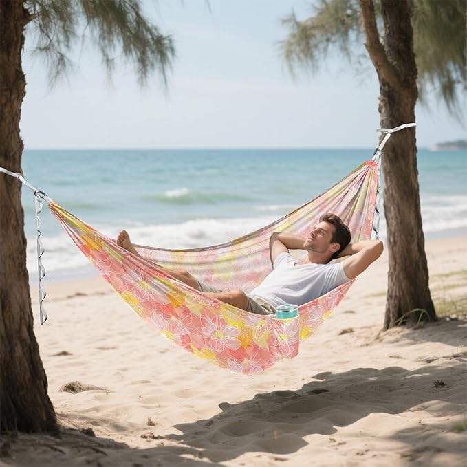 Abstract Bright Flowers Hammocks Cloth Hammock for Camping Travel Accessories