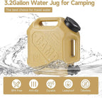ASIEIT 3.2 Gallon Water Jug with Spigot, Portable Water Tank BPA Free, Leak-Proof Water Containers for Camping Water Storage Containers for Emergency Outdoor Hiking Picnic, Green/Black/Yellow