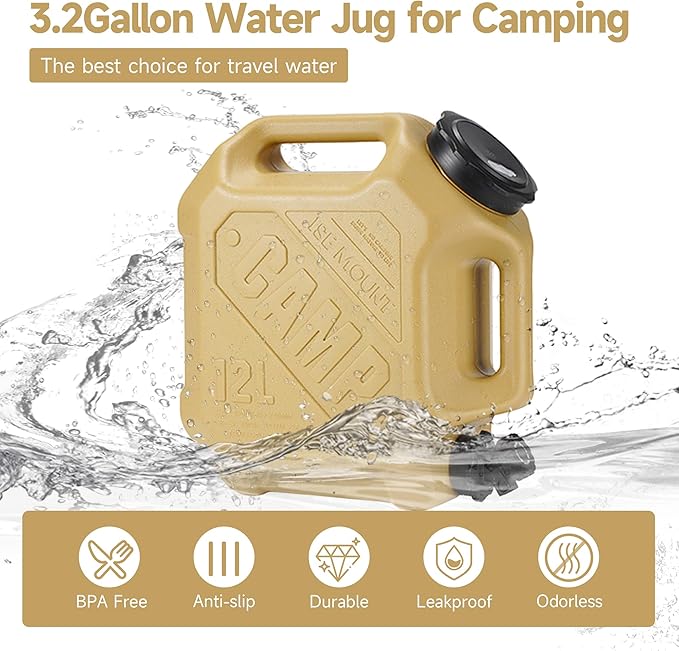 ASIEIT 3.2 Gallon Water Jug with Spigot, Portable Water Tank BPA Free, Leak-Proof Water Containers for Camping Water Storage Containers for Emergency Outdoor Hiking Picnic, Green/Black/Yellow