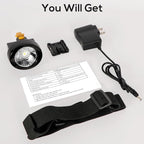 Rechargeable LED Cap Mining Lamp for Hard Hat Helmet, Waterproof Explosion-Proof Miner Headlight Flashlight for Outdoor Work, Tunnel, Coal Mine, Hunting, Fishing, Camping, Caving, Construction