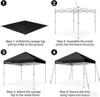 Anytee-10x10 Pop Up Canopy Tent, Easy Up Waterproof Outdoor Canopy with Wheeled Bag, Sun Shade for Patio, Backyard, Parties, Camping-Black