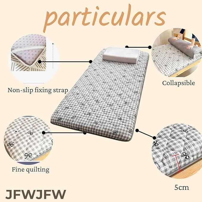 Single Double Floor Mattress, Soft Futon Portable Roll Up Folding Sleeping Pad for Home Camping Sofa Dormitory Multiple Sizes.