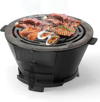Giantex Cast Iron Hibachi Grill, Portable Japanese BBQ Charcoal Grill with Double-Sided Grate, Air Regulating Door & Fire Gate, Tabletop Camping Grill for Outdoor Cooking, Backyard, Picnic