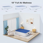 Full Air Mattress with Built-in Pump, 18" Raised Inflatable Bed Blow Up Mattress, Comfort Portable Air Bed for Camping, Home Guests, Travel 650 lbs Max