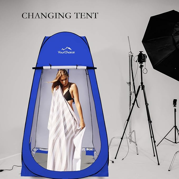 Your Choice 3.9x3.9x6.9FT Pop Up Privacy Tent, Large Portable Camping Changing Room with 2 Storage Pockets & 4 Sandbags, Outdoor Shower & Toilet Shelter for Beach, RV, Camping & Hiking