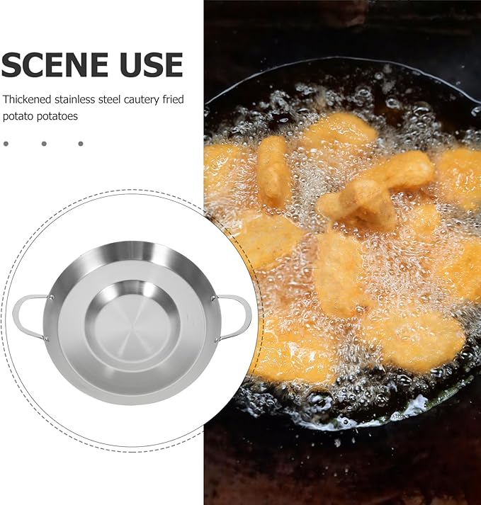 STOBAZA Stainless Steel Frying Pan 19.68X14.96X2.75In Flat Concave Skillet Multi-Use Cookware for Home Kitchen Outdoor Camping and Bbq