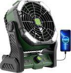 20000mAh Portable Camping Fan Rechargeable Portable fans for Travel Battery Powered Fan with LED Lantern,270° Rotation,USB Desk Battery Rechargeable Tent for camping essentials with Hook