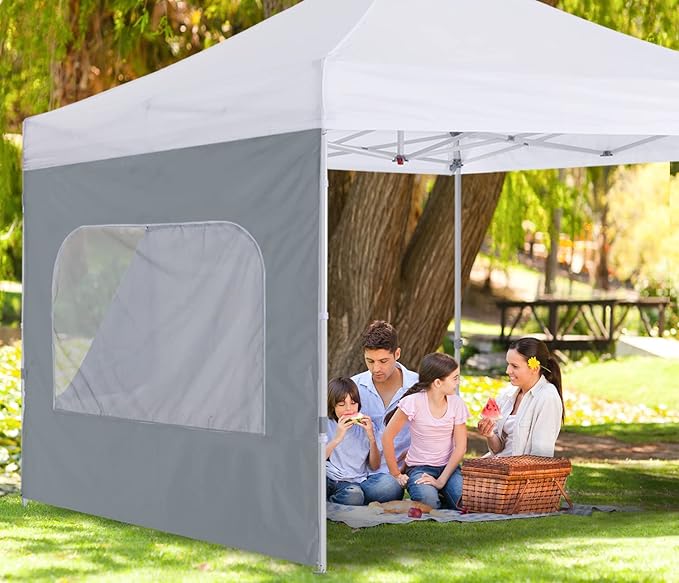 COOSHADE Instant Canopy SunWall 10x10 Canopy SideWall for Pop up Canopy Tent, 1 Pack Sidewall with Mesh Window Only, Grey