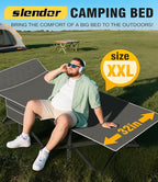 Slendor XXL Camping Cot, Extra Wide Sleeping Cot for Adults, 79" L x 32" W x 19" H Camping Bed with Mattress, Pillow, Carry Bag, Outdoor Bed for Travel, Guest, Gray Cot