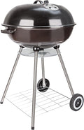 22 Inch Portable Charcoal Grill with Wheels for Outdoor Cooking Barbecue Camping BBQ Coal Kettle Grill - Heavy Duty Round with Thickened Grilling Bowl Wheels for Small Patio Backyard