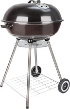 22 Inch Portable Charcoal Grill with Wheels for Outdoor Cooking Barbecue Camping BBQ Coal Kettle Grill - Heavy Duty Round with Thickened Grilling Bowl Wheels for Small Patio Backyard