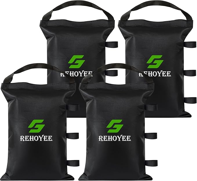 Sand Bags for Canopy Legs Empty Sandbags for Weight, Canopy Tent Weights Set of 4 Heavy Duty 1680D Pop Up Tent Weights Bags (Black, 150LBS)