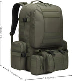 Military Tactical Backpack for Men 60L Waterproof Bug Out Bag Survival Rucksack Go Bag Emergency Molle System Army 3 Day Assault Pack for Hiking Hunting Camping Green