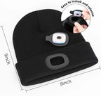 YMHB Unisex Beanie Hat with Light, USB Rechargeable LED Headlamp Hat Night Light Cap Christmas Stocking Stuffers Gifts for Men Dad Father Husband (Black)