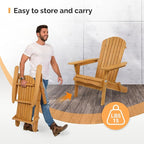 VINGLI Folding Adirondack Chair, Wood Adirondack Chairs for Outdoor, Foldable Fire Pit Chairs for Patio, BBQ, Porch, Yard, Pool