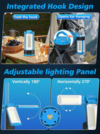 Foldable Camping Light Rechargeable Lantern, 10400mAh Portable Flashlight, Cordless Work Light with 3 Modes, 4100LM, LED Tent Light for Camping, Hiking, Fishing compatible with Tripod