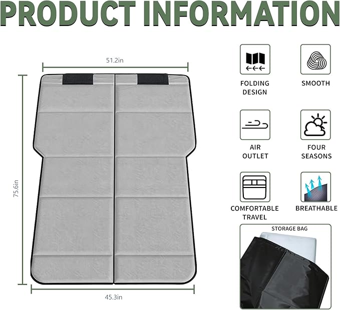 Non Inflatable Car Mattress for Chevrolet Tahoe, Car Camping Mattress, Upgraded Foldable Trunk Sleeping Pad with Storage Bag, Portable Design for Camping, Travel & Beach