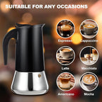 12 Cup Stovetop Espresso Maker Stainless Steel Moka Pot Stove Top Percolator Italian Coffee Makers Capable Mocha Greca Machine Cafe Classic Induction Cookers for Home and Camping 600ml 20oz
