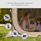 East Oak Screen House Tent Pop-Up, Portable Screen Room Canopy Instant Pop Up Screen Tent 12 x 12 FT with Carry Bag for Patio, Backyard, Deck & Outdoor Activities, Beige
