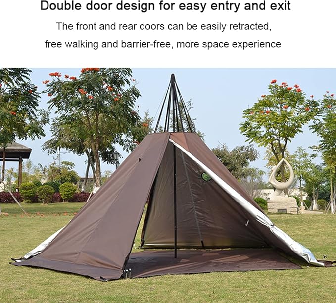 Hot Tents Outdoor Tents Teepee with Stove Hole Waterproof Family Pyramid Tent Camping Backpacking Hiking Mountaineering Heated Shelter
