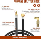 12 FT RV 1/4'' Quick Connect Propane Hose,3/8 Female Flare Nut for Camp Chef Explorer, Fire Bowl Camping Stove Grill Fire Pit Heater,with Elbow Adapter for Blackstone Griddle 17"/22"