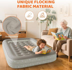 Inflatable Toddler Travel Bed: Portable Blow Up Travel Toddler Bed with Safety Sides - Toddler Air Mattress with Electric Pump ＆ Carry Bag,Ideal for Sleeping and Outdoor Camping (Beige, 60")
