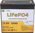 12V 50AH Lithium Battery,5000+ Deep Cycle LiFePO4 Battery with Built-in 50A BMS fit for Home Storage,Trolling Motor,RV,Off-Grid System,Solar Power System,Marine