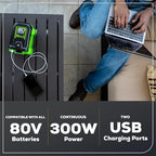 Greenworks Pro 80V (300 Watt) Power Inverter, 120V AC, for Charging Small Electronics, Smart Phones, Tablets, Small Televisions, Tool-Only, IV80A00