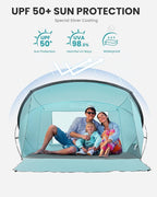 OutdoorMaster Beach Tent for 3-4 Person - Easy Setup and Portable Beach Shade Sun Shelter Canopy with UPF 50+ UV Protection Removable Skylight Family Size - Green